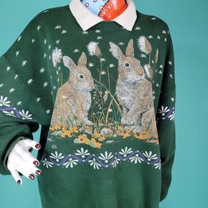 Vintage Green Bunny Sweater